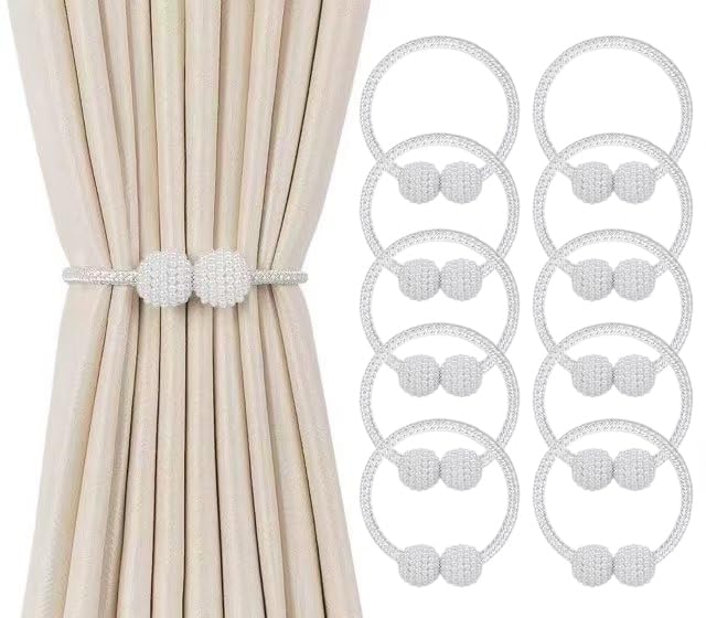 8 Pack Magnetic Curtain Tiebacks, Curtain Tiebacks Buckles Holdbacks Holders for Home Bedroom Office Decorative Curtain (Grey)