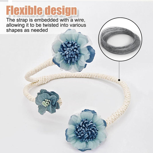 Curtain Decorative Tiebacks, 2/4PCS Flower Curtain Holder No-Punch Flexible Curtains Holdbacks for Bedroom Home Office Decor