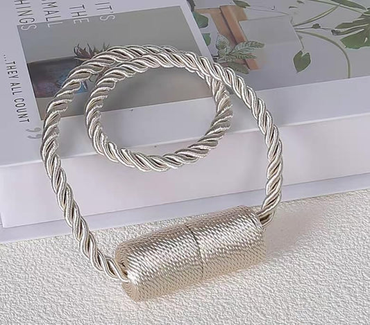 2 Pack Magnetic Curtain Tiebacks Modern Handmade Rope Curtain Tie Backs Decorative Drapes Holdbacks for Home Outdoor Bedroom Decorative Curtain (Beige)