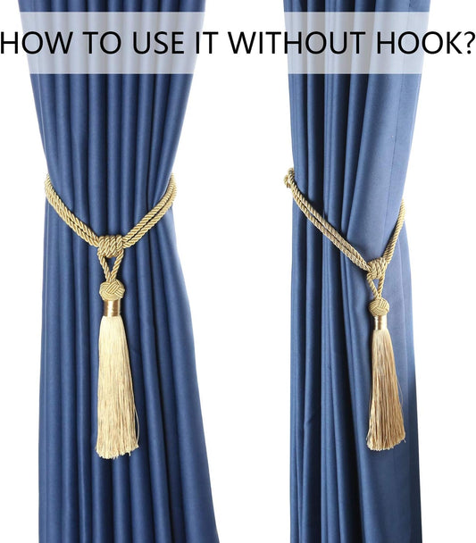 BEL AVENIR 2 Pack Curtain Tiebacks Hand-Woven Tassels Holdbacks
