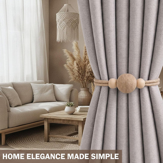 2 Pack Magnetic Curtain Tiebacks, Minimalist Curtain Holdbacks (Brown)