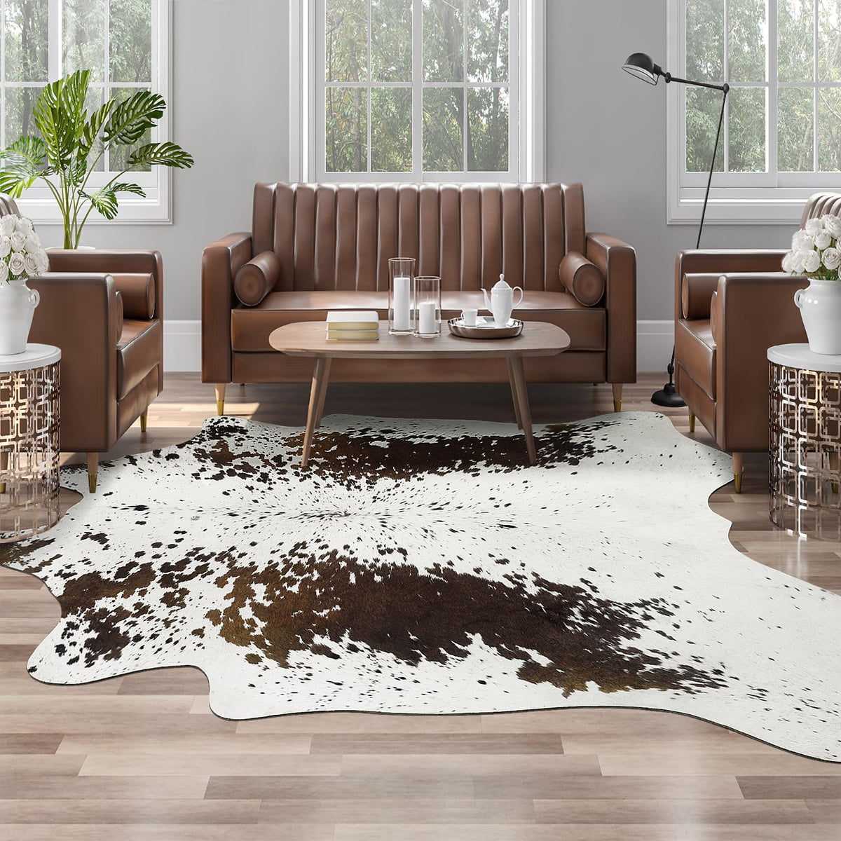 AROGAN Premium Leopard Print Rug, Faux Cheetah Rugs, Non-Slip 4.6 x 5.2 Ft