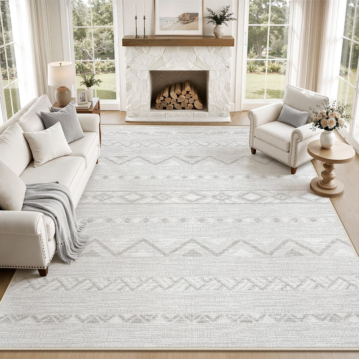 Zomfy Washable Rug 8x10 Area Rugs for Living Room(Beige, 8'x10')