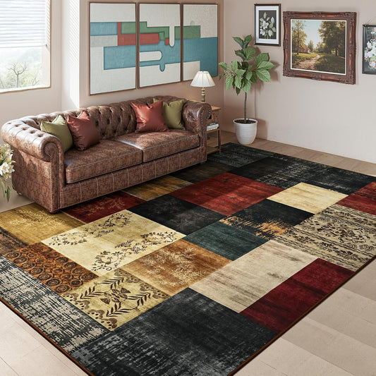 Tepook 8x10 Area Rugs for Living Room, Washable Large Geometric Bedroom Rug