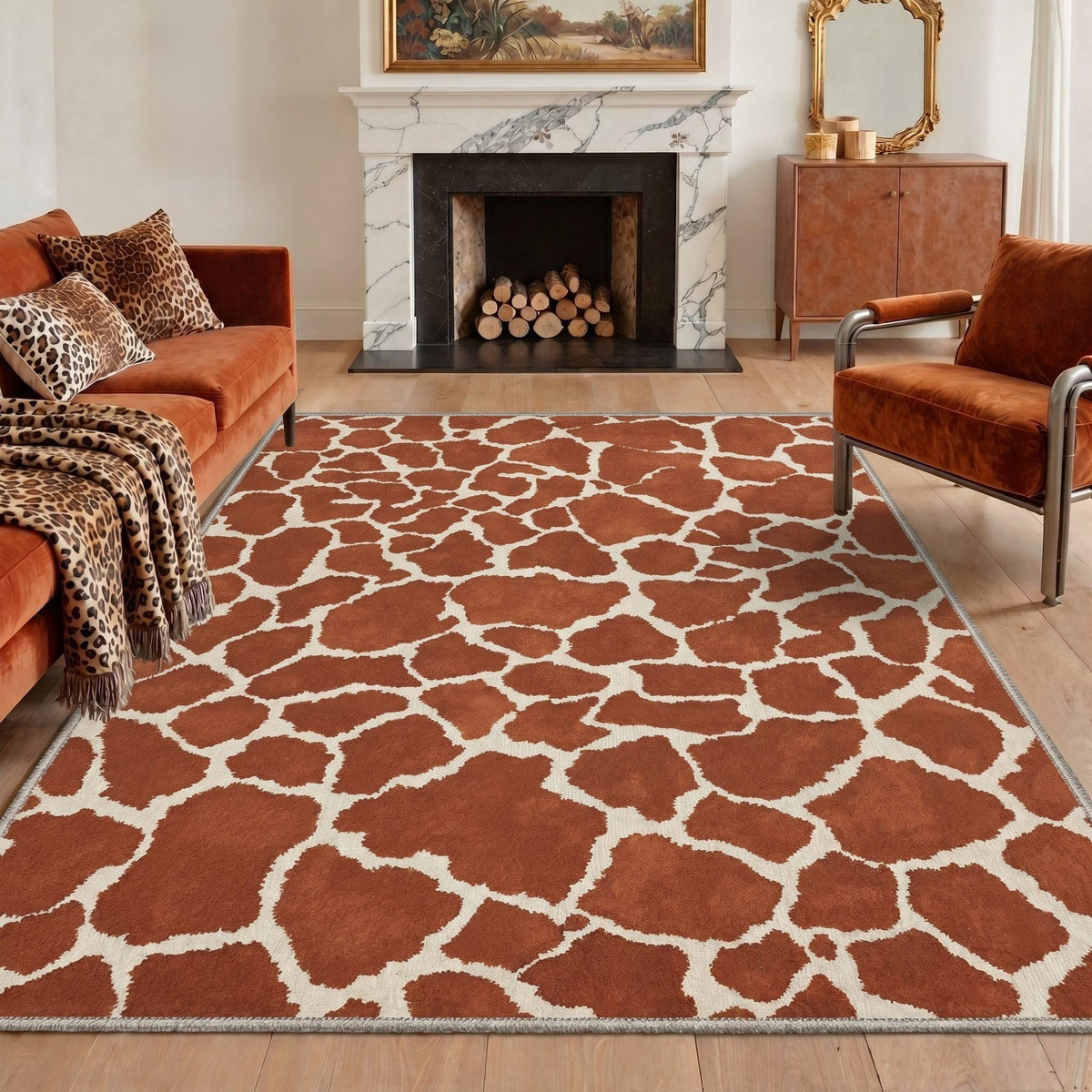 Bavni Leopard Rug 5x7 Cheetah Animal Print Rug Washable Jungle Rugs Blue