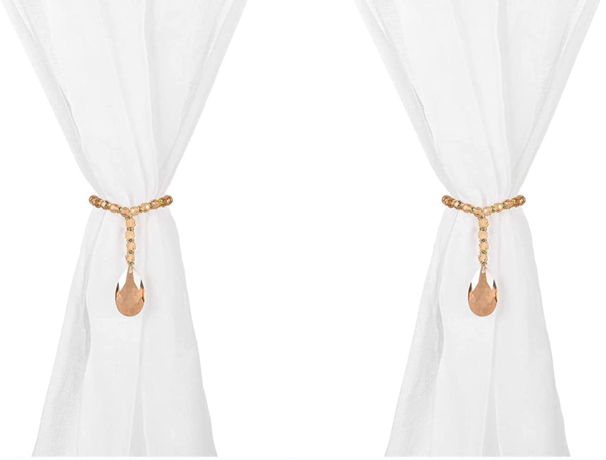 SUQ I OME Luxury Crystal Beaded Magnetic Curtain Tieback, Crystal