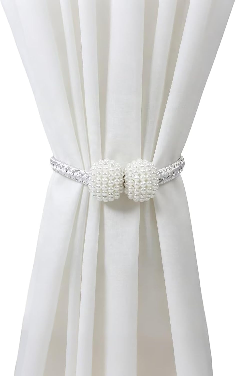 10 Pack Magnetic Curtain Tiebacks ，Decorative Curtain Tiebacks Buckles Holdbacks for Home Bedroom Office Curtain Decor (White)