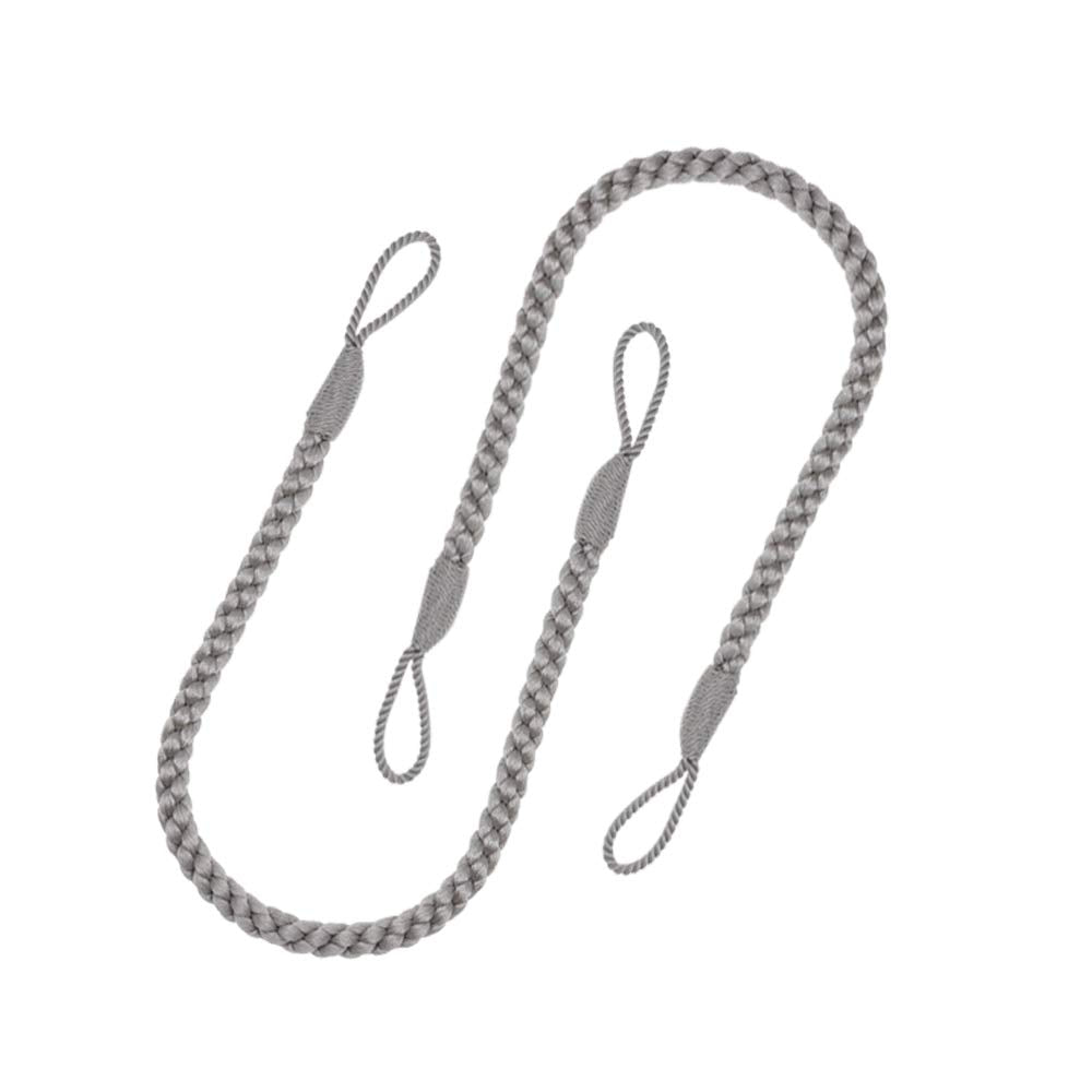 Curtain Tiebacks Ropes, 2pcs Decorative Handmade Tie Backs Curtain Holdbacks Holders Cord for Window Sheer Drapes Indoor Outdoor, Grey