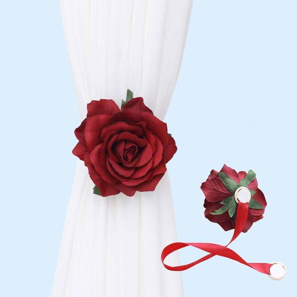Magnetic Curtain Tiebacks, Rose Flower Tie Backs Rope