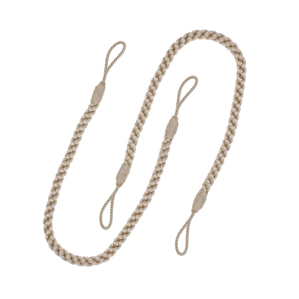 Curtain Tiebacks Ropes, 2pcs Decorative Handmade Tie Backs Curtain Holdbacks Holders Cord for Window Sheer Drapes Indoor Outdoor, Grey