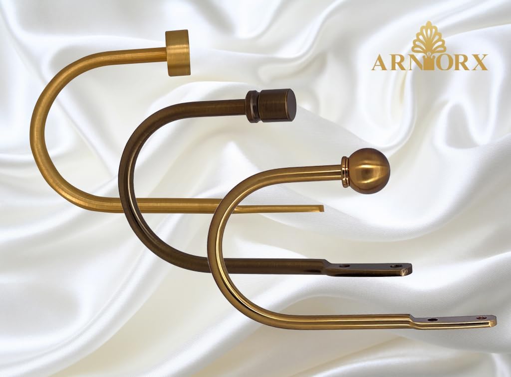 ARNORX Curtain Holdbacks, Hooks, 2 PCS，Solid Steel Hooks, Decorative French Ball End, Curtain Drapery Holdbacks, Wall Mounted, Curtain Tiebacks, Antique Bronze