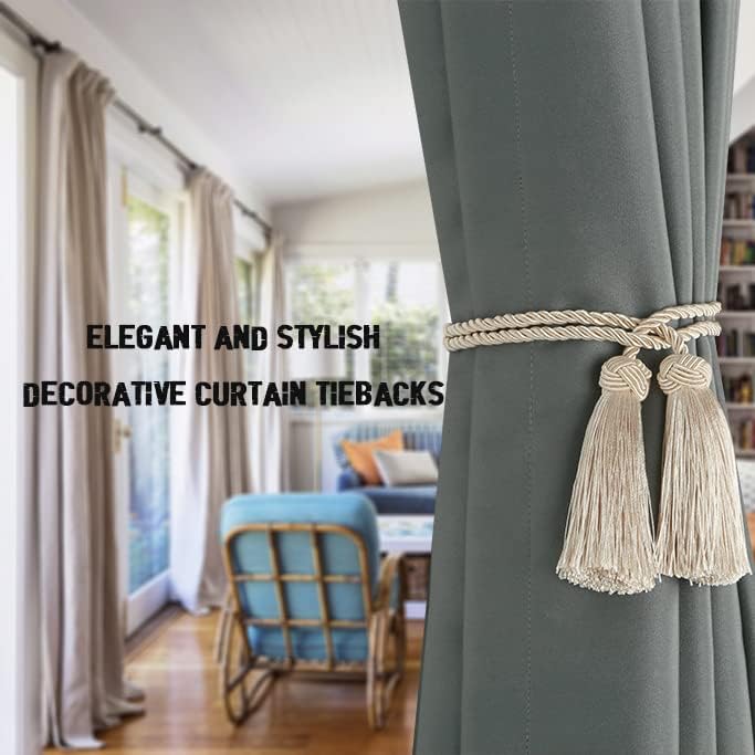 BEL AVENIR 2 Pack Handmade Rope Tassel Curtain Tiebacks
