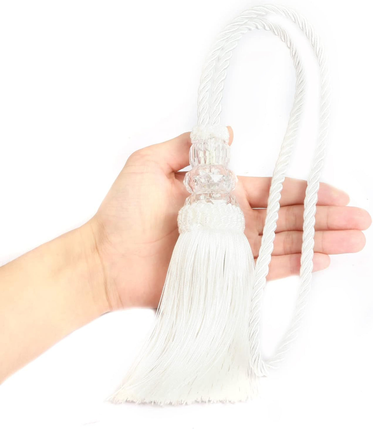 2 Pack Curtain Tiebacks with Tassel, White