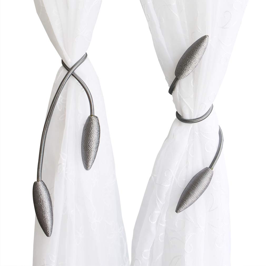 Valea Home 2 Pieces Curtain Tiebacks Clips Creative Window Drape Twist Tie Backs European Style Custom Made Curtain Holders Decorative Draperies Holdbacks, Black