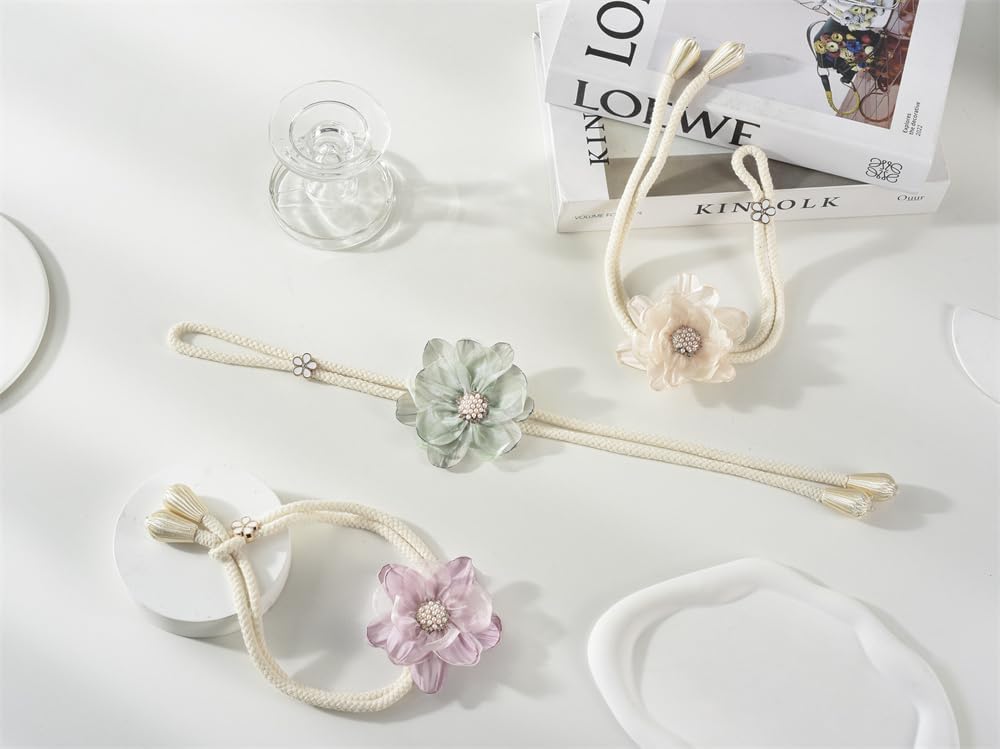 SUQ I OME Lotus Flower Curtain Tiebacks Holdbacks, Green