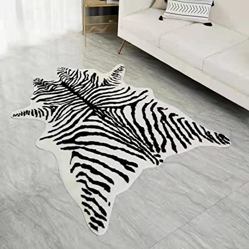 Leopard Area Rug Animals Printed Hide Mats Faux Fur Cowhide Skin Carpet for Home Office, Living Room, Bedroom, 5.2ft x 6.5ft (160 x 200cm)