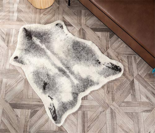 Leopard Area Rug Animals Printed Hide Mats Faux Fur Cowhide Skin Carpet for Home Office, Living Room, Bedroom, 5.2ft x 6.5ft (160 x 200cm)
