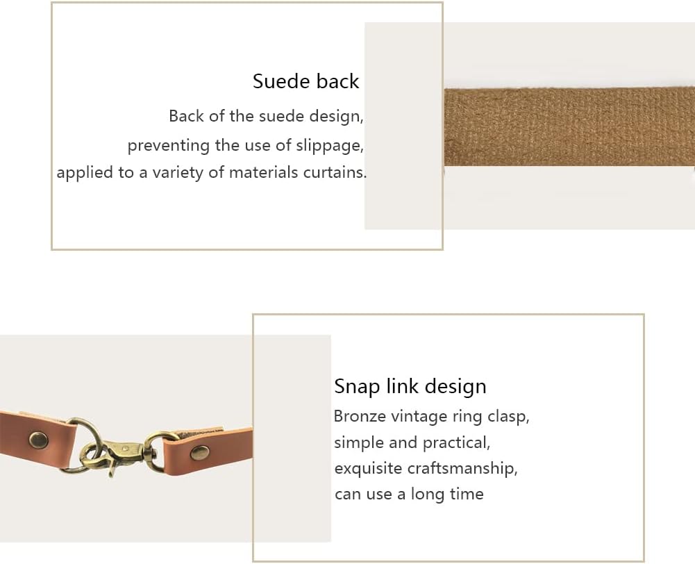 Leather Curtain Tiebacks, 4Pcs Leather Curtain Buckle Holdbacks Classic No-Drilling Ties Rope for Home Offic Living Room Bedroom Cafe Decorative (Brown)