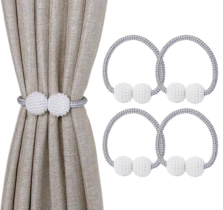 10 Pack Magnetic Curtain Tiebacks ，Decorative Curtain Tiebacks Buckles Holdbacks for Home Bedroom Office Curtain Decor (White)