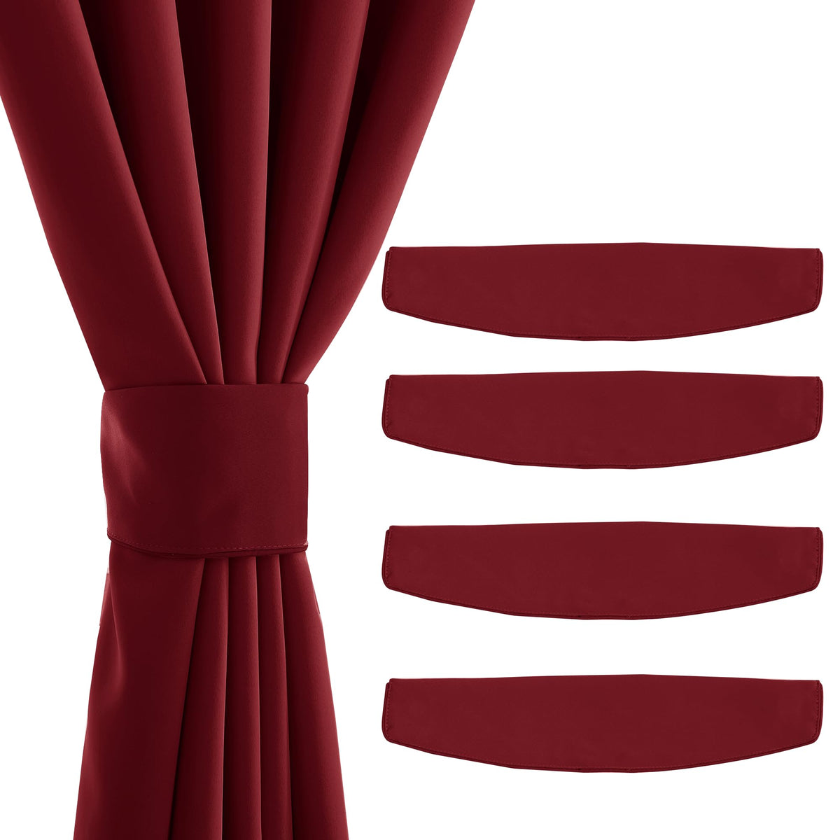 NICETOWN Strong Magnetic Curtain Tiebacks - Natural Decorative Curtain Ties Wide Straps Holdbacks for Modern Curtains (White,11.8 X 4 Inches, Set of 4,Suitable for 29”- 52" Wide)
