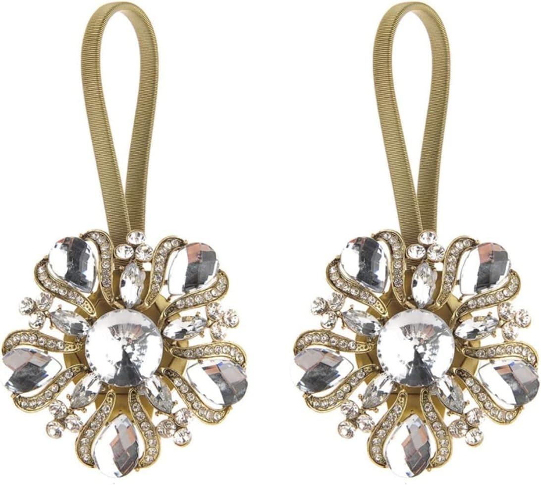 SUQ I OME Luxury Big Crystal Magnetic Curtain Tieback, Bronze