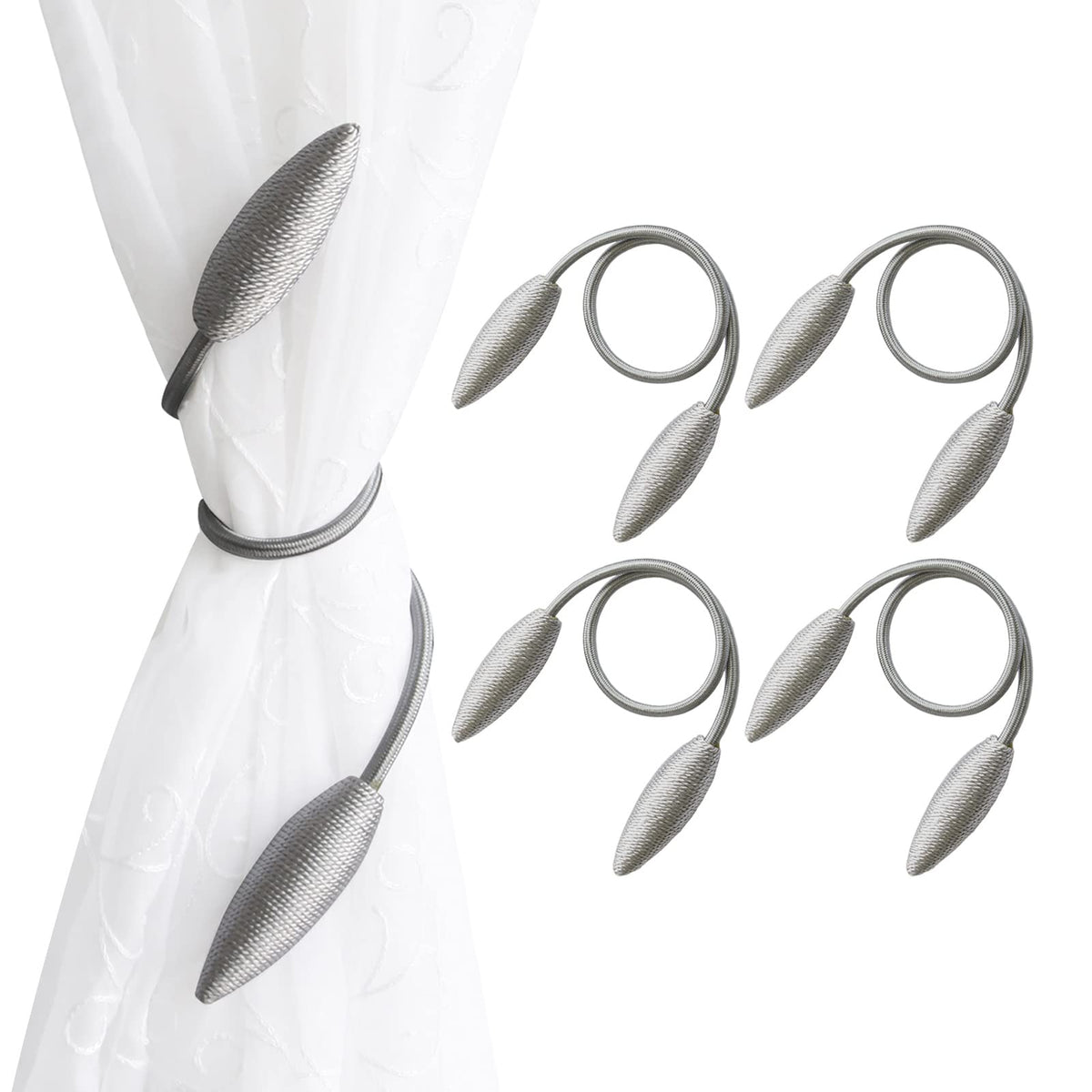 Valea Home 2 Pieces Curtain Tiebacks Clips Creative Window Drape Twist Tie Backs European Style Custom Made Curtain Holders Decorative Draperies Holdbacks, Black