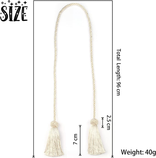 BEL AVENIR 2 Pack Handmade Rope Tassel Curtain Tiebacks