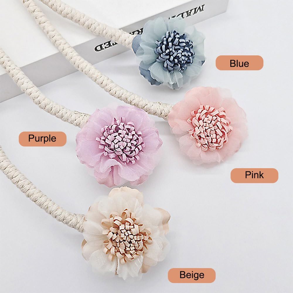 Curtain Decorative Tiebacks, 2/4PCS Flower Curtain Holder No-Punch Flexible Curtains Holdbacks for Bedroom Home Office Decor