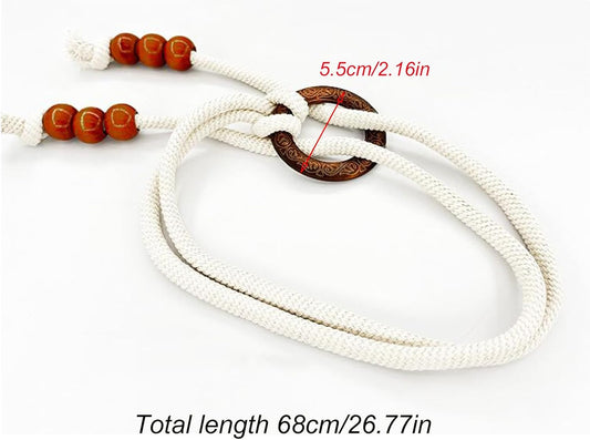 2pcs Wooden Bead Curtain Tiebacks,Bohemian Curtain Clasp, Curtain Tiebacks No Hole Punching Decorative for Bedroom Window Treatment (Coffee Color)