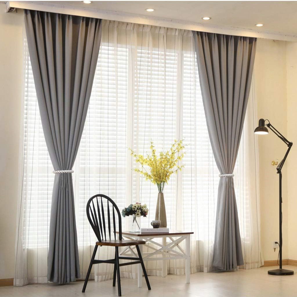 Curtain Tiebacks Ropes, 2pcs Decorative Handmade Tie Backs Curtain Holdbacks Holders Cord for Window Sheer Drapes Indoor Outdoor, Grey