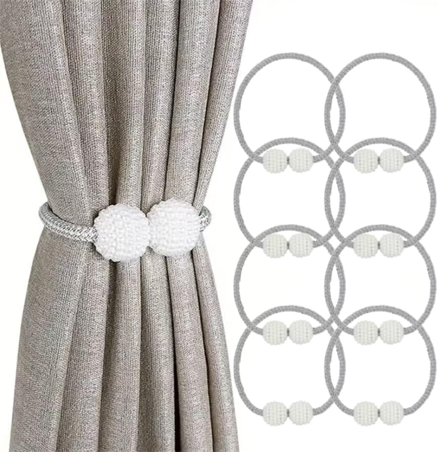 8 Pack Magnetic Curtain Tiebacks, Curtain Tiebacks Buckles Holdbacks Holders for Home Bedroom Office Decorative Curtain (Grey)