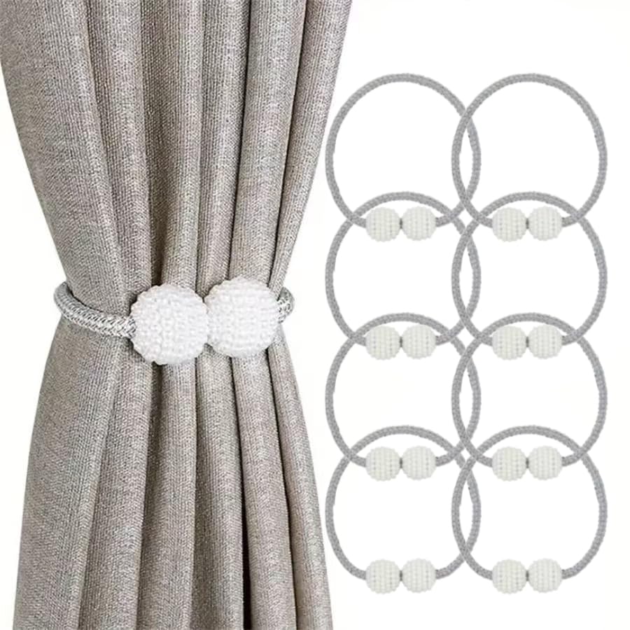 8 Pack Magnetic Curtain Tiebacks, Curtain Tiebacks Buckles Holdbacks Holders for Home Bedroom Office Decorative Curtain (Grey)