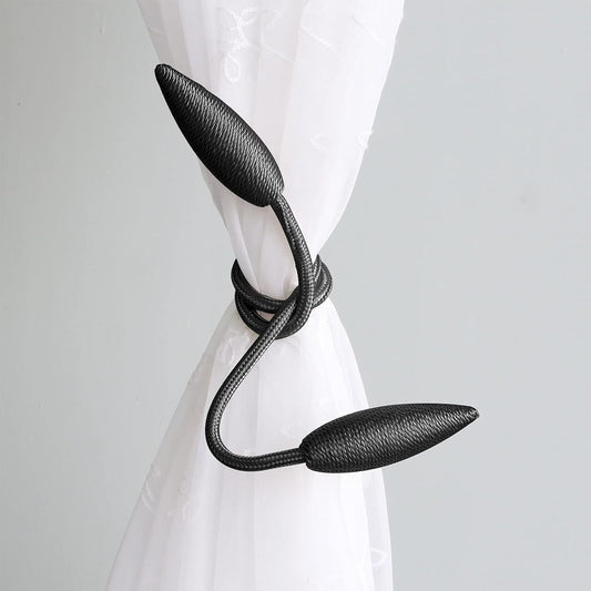 Valea Home 2 Pieces Curtain Tiebacks Clips Creative Window Drape Twist Tie Backs European Style Custom Made Curtain Holders Decorative Draperies Holdbacks, Black