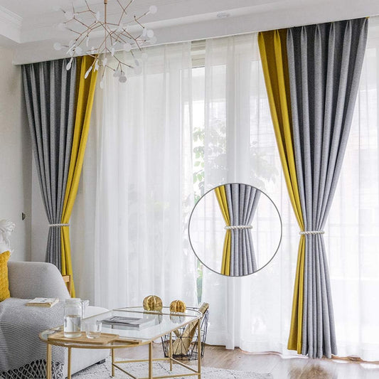 Magnetic Curtain Tiebacks, 2pcs Modern Handmade Rope Curtain Tie Backs Decorative Curtain Holdbacks Holders Cord for Window Sheer Drapes Indoor Outdoor, Grey