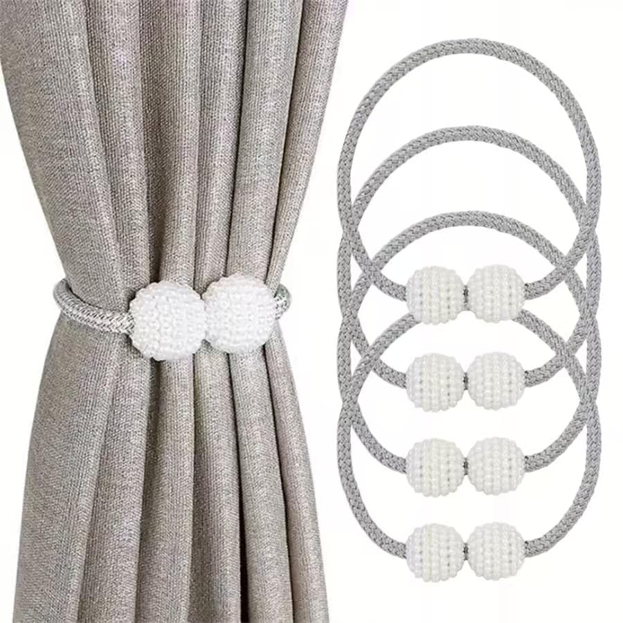 8 Pack Magnetic Curtain Tiebacks, Curtain Tiebacks Buckles Holdbacks Holders for Home Bedroom Office Decorative Curtain (Grey)
