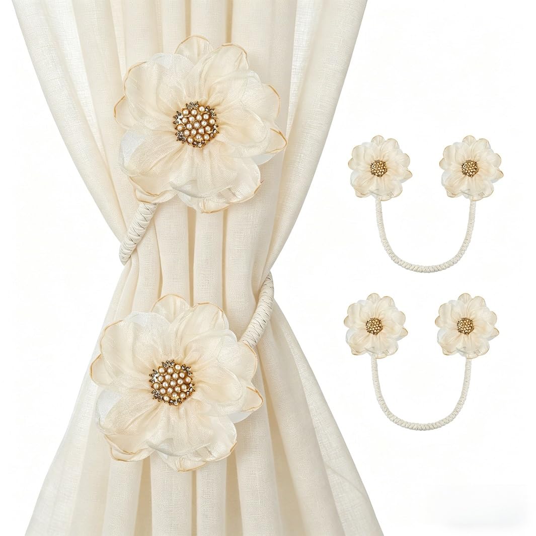 AULEEP Flower Curtain Holdbacks Tiebacks for Drapes Curtain Ties 2 Pack