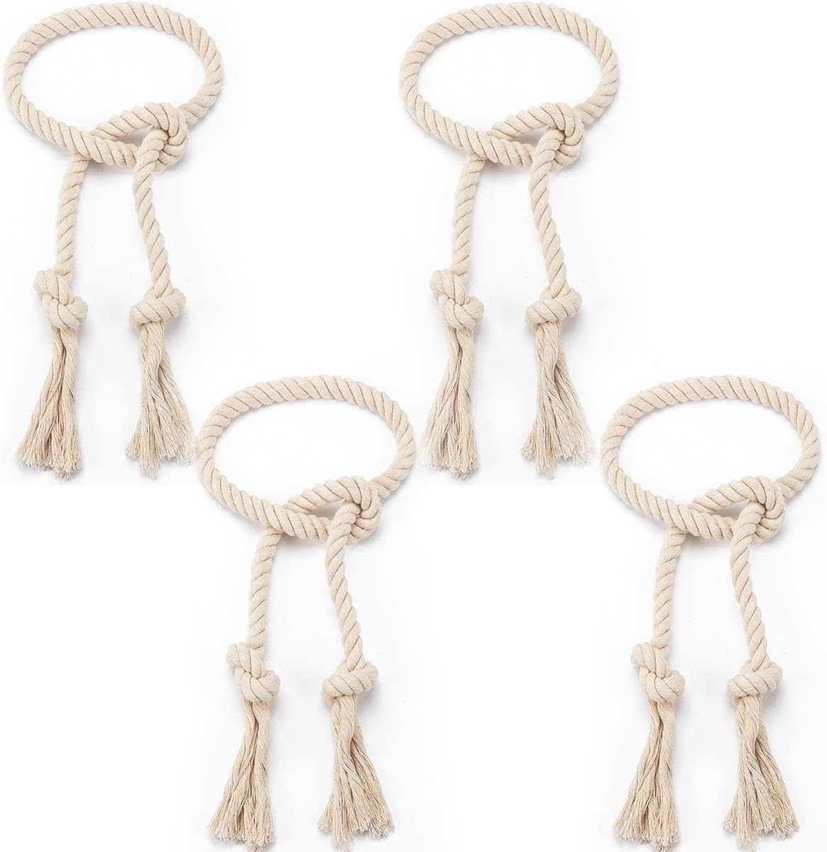 Apipi 4 Pcs Hand Woven Curtain Tiebacks for Yard Garden Farmhouse Drapery