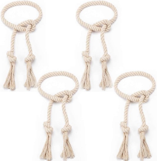 Apipi 4 Pcs Hand Woven Curtain Tiebacks for Yard Garden Farmhouse Drapery