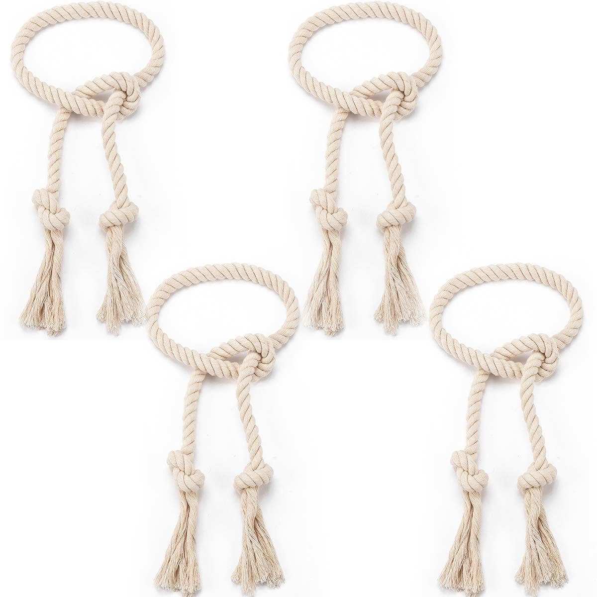 Apipi 4 Pcs Hand Woven Curtain Tiebacks for Yard Garden Farmhouse Drapery