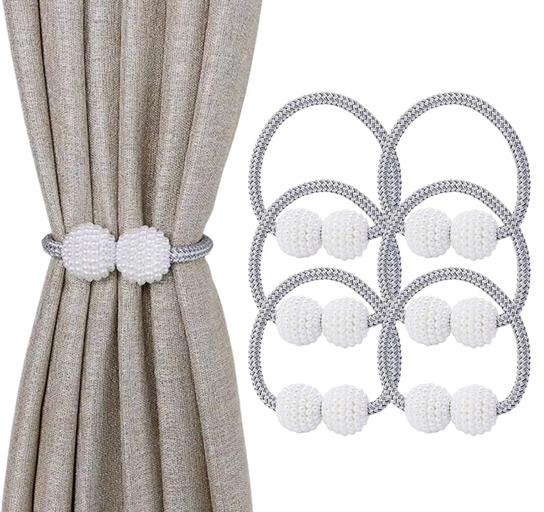 10 Pack Magnetic Curtain Tiebacks ，Decorative Curtain Tiebacks Buckles Holdbacks for Home Bedroom Office Curtain Decor (White)