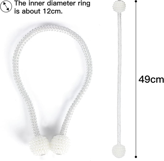 8 Pack Magnetic Curtain Tiebacks with Pearls,Modern Curtain Holdbacks Strap