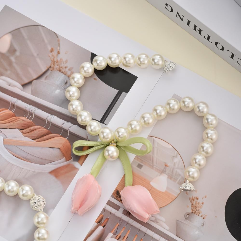 SUQ I OME Handmade Tulip Flower Curtain Magnetic Tiebacks, Pink