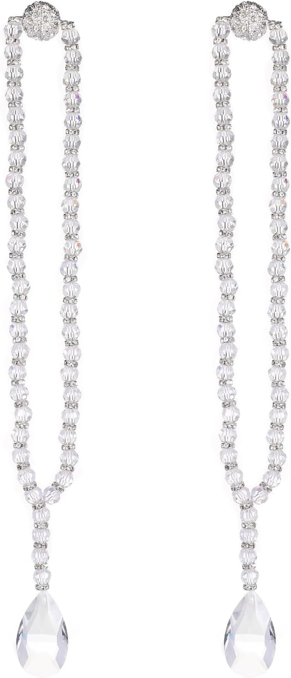 SUQ I OME Luxury Crystal Beaded Magnetic Curtain Tieback, Crystal