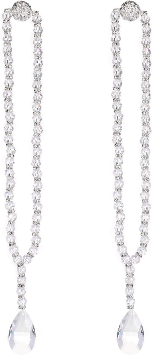 SUQ I OME Luxury Crystal Beaded Magnetic Curtain Tieback, Crystal
