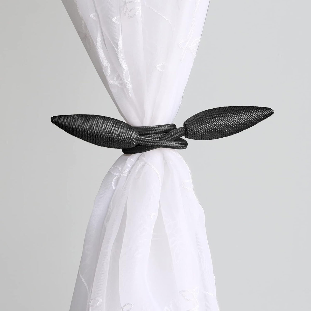 Valea Home 2 Pieces Curtain Tiebacks Clips Creative Window Drape Twist Tie Backs European Style Custom Made Curtain Holders Decorative Draperies Holdbacks, Black
