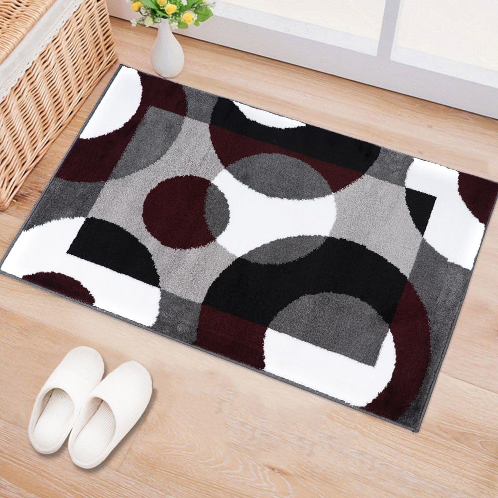 Rugshop Circle Design Contemporary Geometric Area Rug Burgundy 5'3" x 7'3"