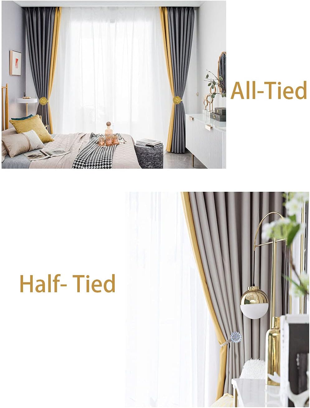 Magnetic Tiebacks for Curtains, 2 Pack Sparkling Crystal Flower Curtain Tiebacks Curtain Buckle Clips with High-Elastic Spring Wire for Home Office Decoration (White)