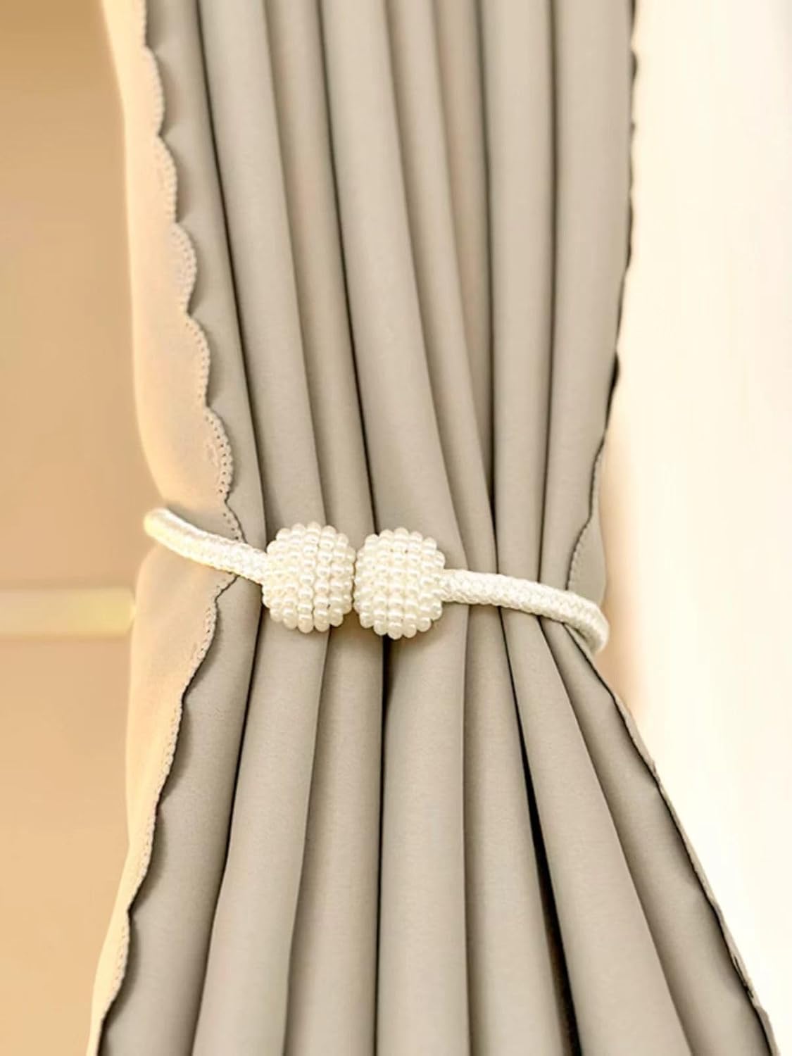 10 Pack Magnetic Curtain Tiebacks ，Decorative Curtain Tiebacks Buckles Holdbacks for Home Bedroom Office Curtain Decor (White)
