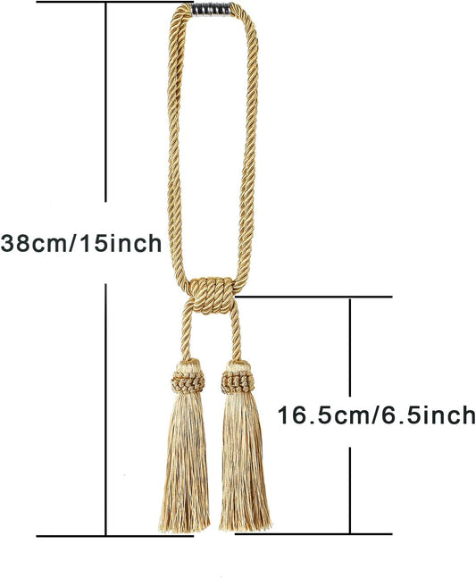 Magnetic Curtain Tiebacks Handmade Tassel Drapery Holdback,2P