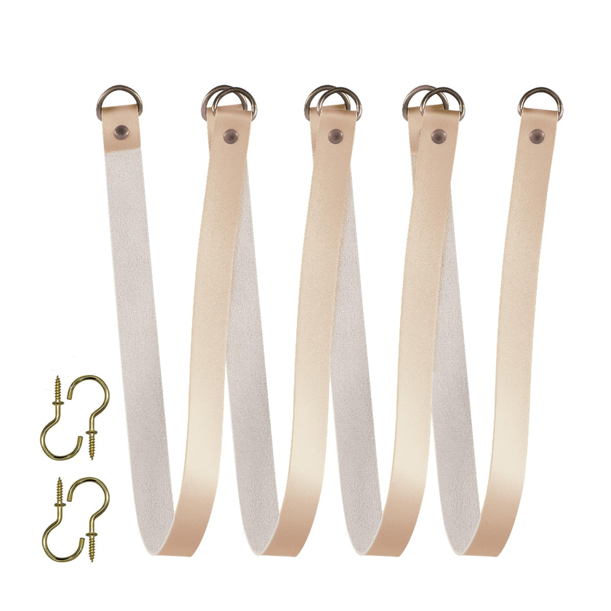 HOME QUEEN Faux Leather Curtain Tiebacks with Hooks, 2 Pack, Chocolate